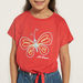 Lee Cooper Butterfly Print T-shirt with Short Sleeves and Tie-Up-T Shirts-thumbnailMobile-2