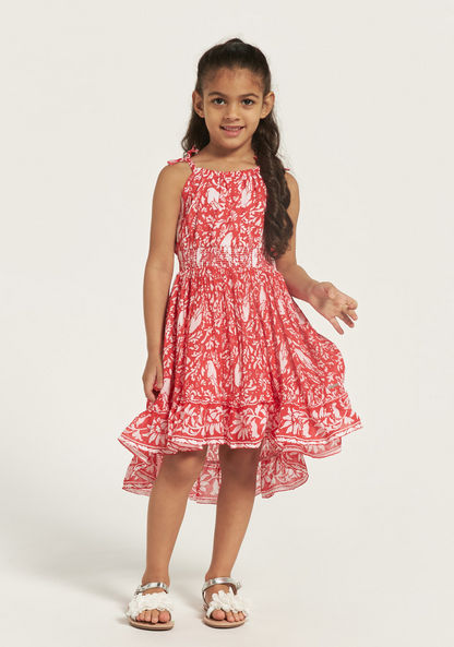 Lee Cooper All-Over Print High Low Dress with Spaghetti Straps-Dresses%2C Gowns and Frocks-image-0