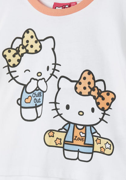 Sanrio Hello Kitty Sequinned T-shirt with Short Sleeves and Crew Neck-T Shirts-image-1