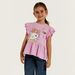 Sanrio Hello Kitty Print A-line Top with Ruffled Sleeves-T Shirts-thumbnailMobile-0
