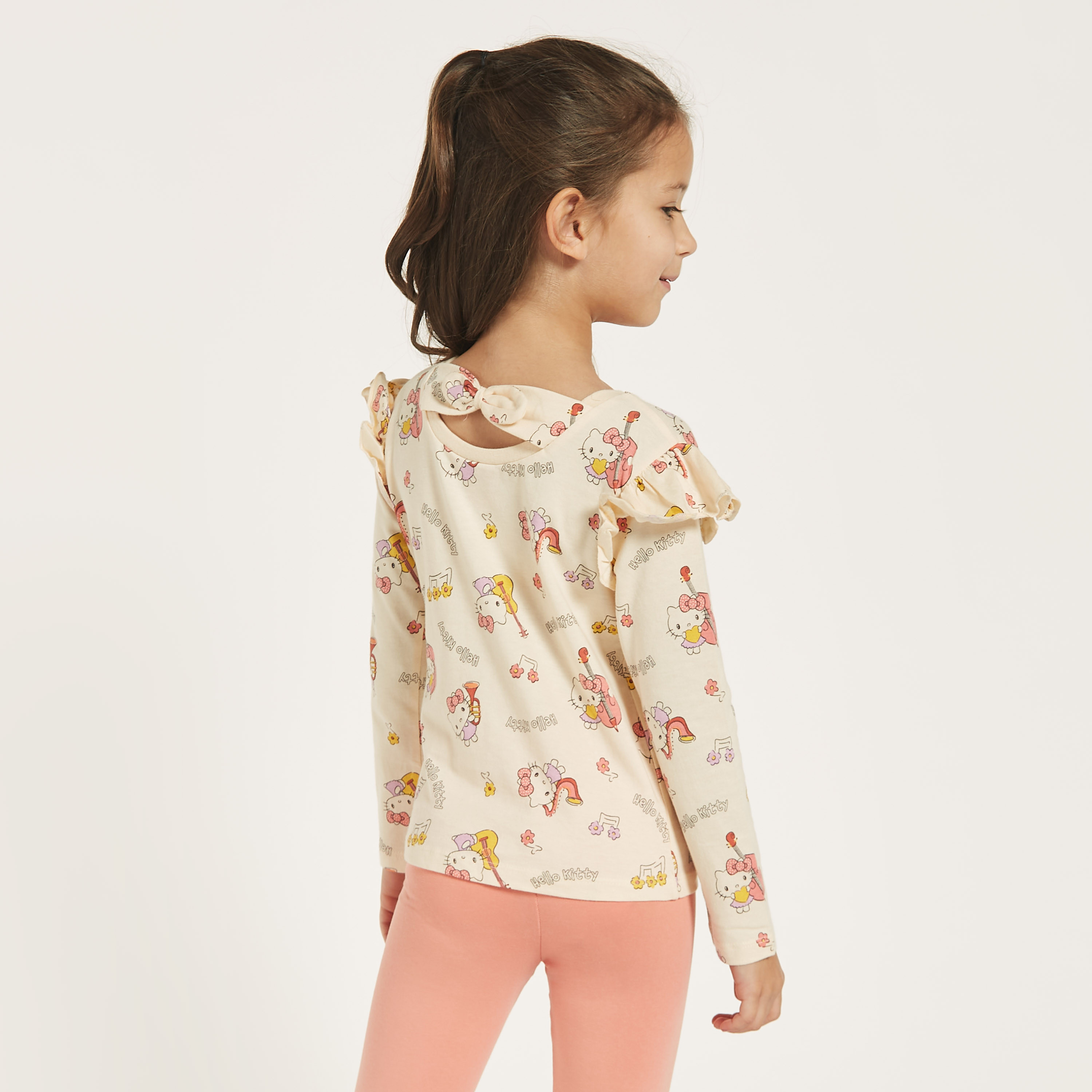 Sanrio Hello Kitty Print T-shirt with Ruffle Detail Long Sleeves - Set of 2-girls-clothing-tshirts-image-7