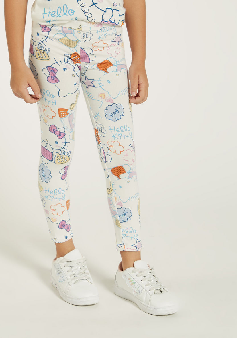 Sanrio Hello Kitty Print Leggings with Elasticated Waistband-Leggings-image-1