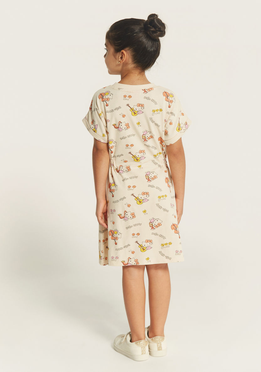 Buy Sanrio All-Over Hello Kitty Print Dress with Short Sleeves