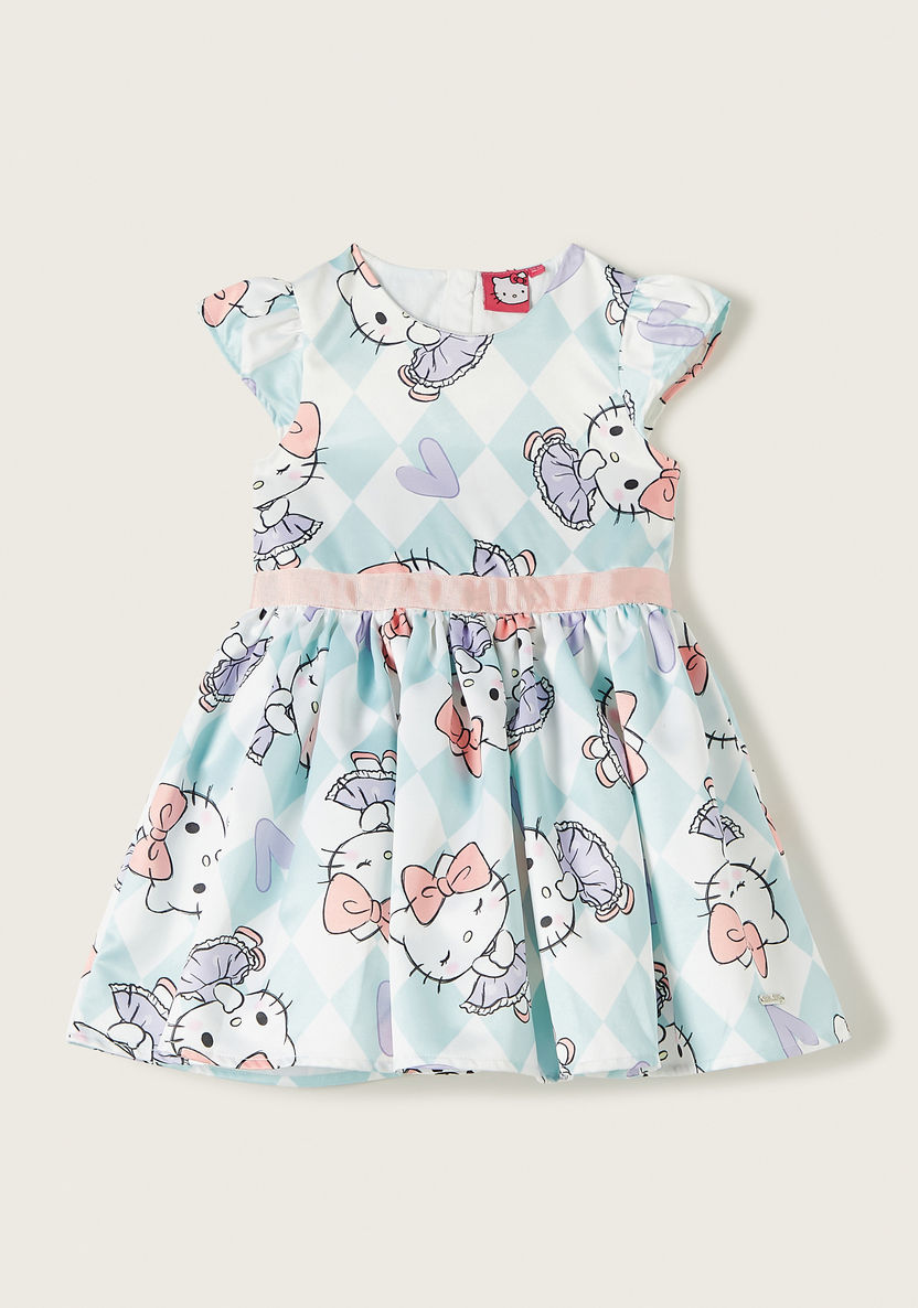 Sanrio Hello Kitty Print Dress with Tie-Up Belt-Dresses, Gowns & Frocks-image-0