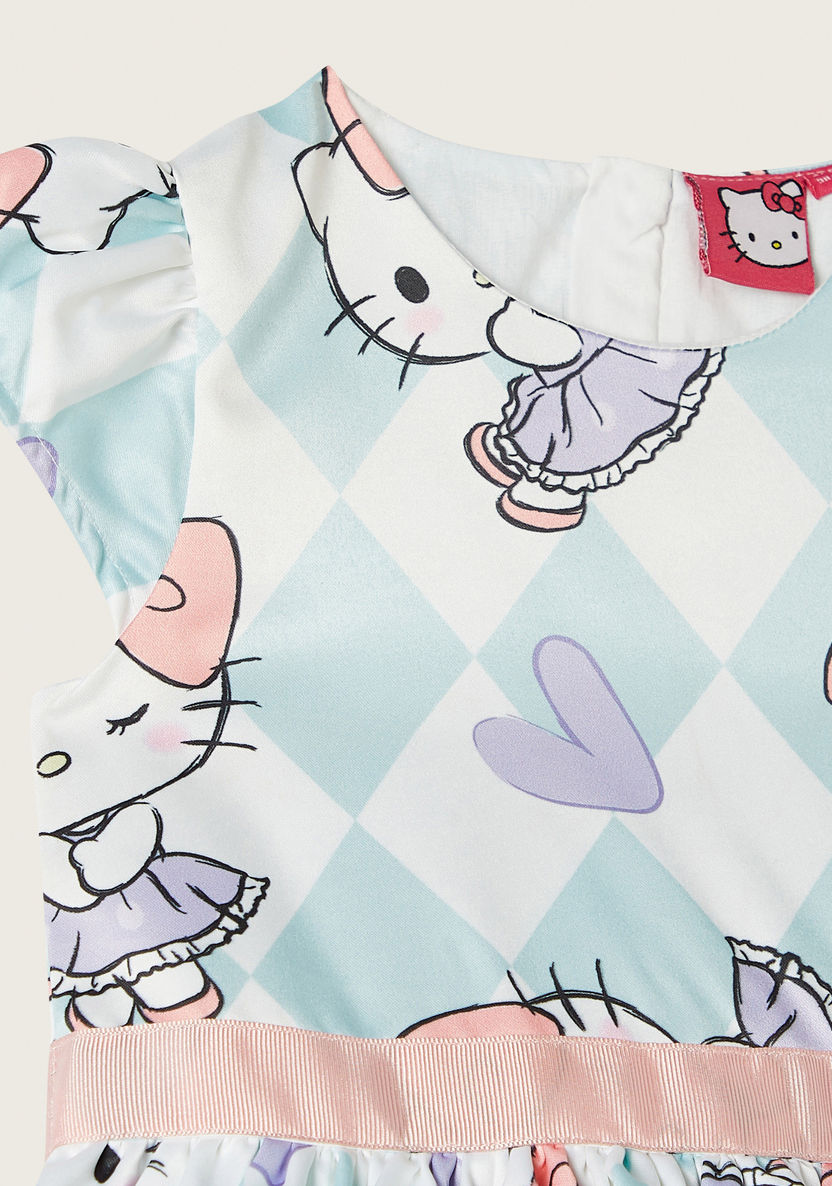 Sanrio Hello Kitty Print Dress with Tie-Up Belt-Dresses, Gowns & Frocks-image-1