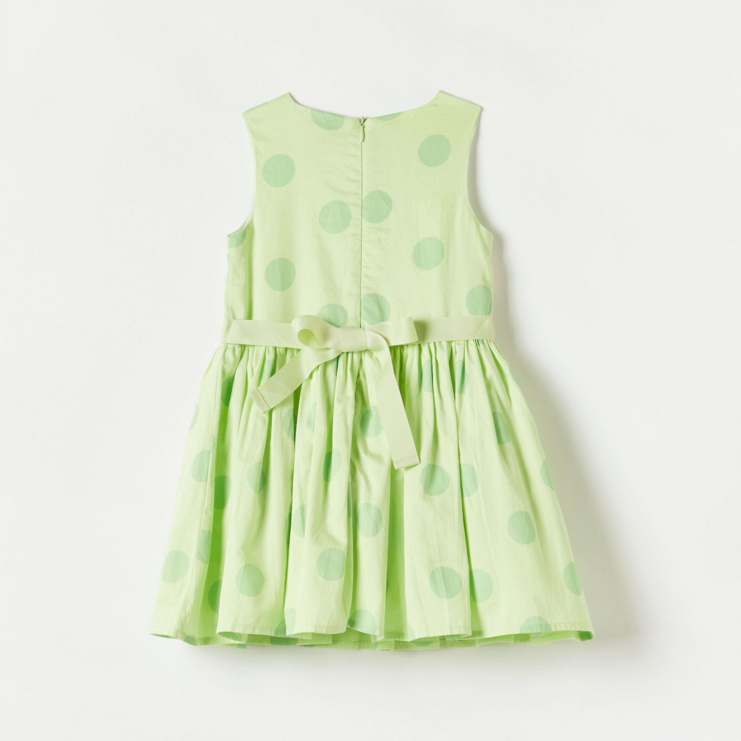 فستان دون أكمام بحزام رباط وطبعات هالو كيتي من سانريو-girls-clothing-dressesandjumpsuits-image-4