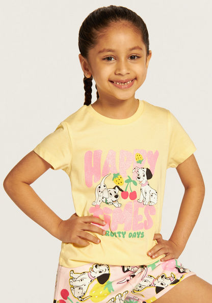 Disney 101 Dalmatians Print Crew Neck T-shirt with Short Sleeves-T Shirts-image-0