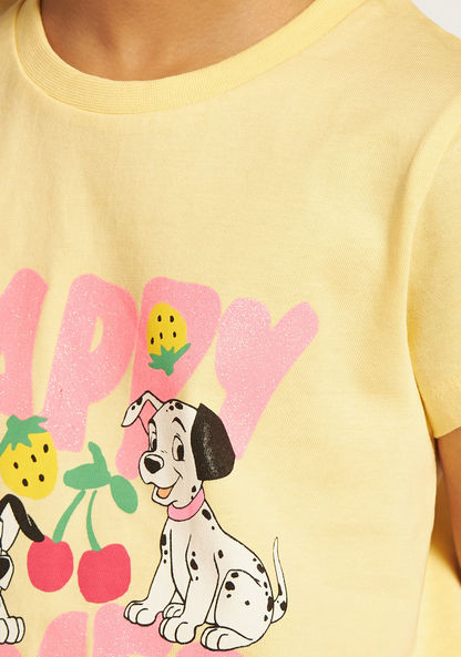 Disney 101 Dalmatians Print Crew Neck T-shirt with Short Sleeves-T Shirts-image-2