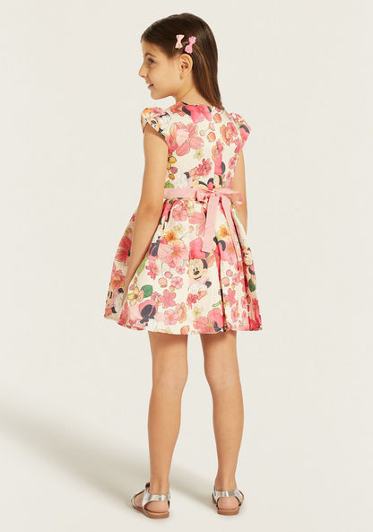 Disney Minnie Mouse Print Dress with Tie-Up Belt-Dresses%2C Gowns and Frocks-image-3