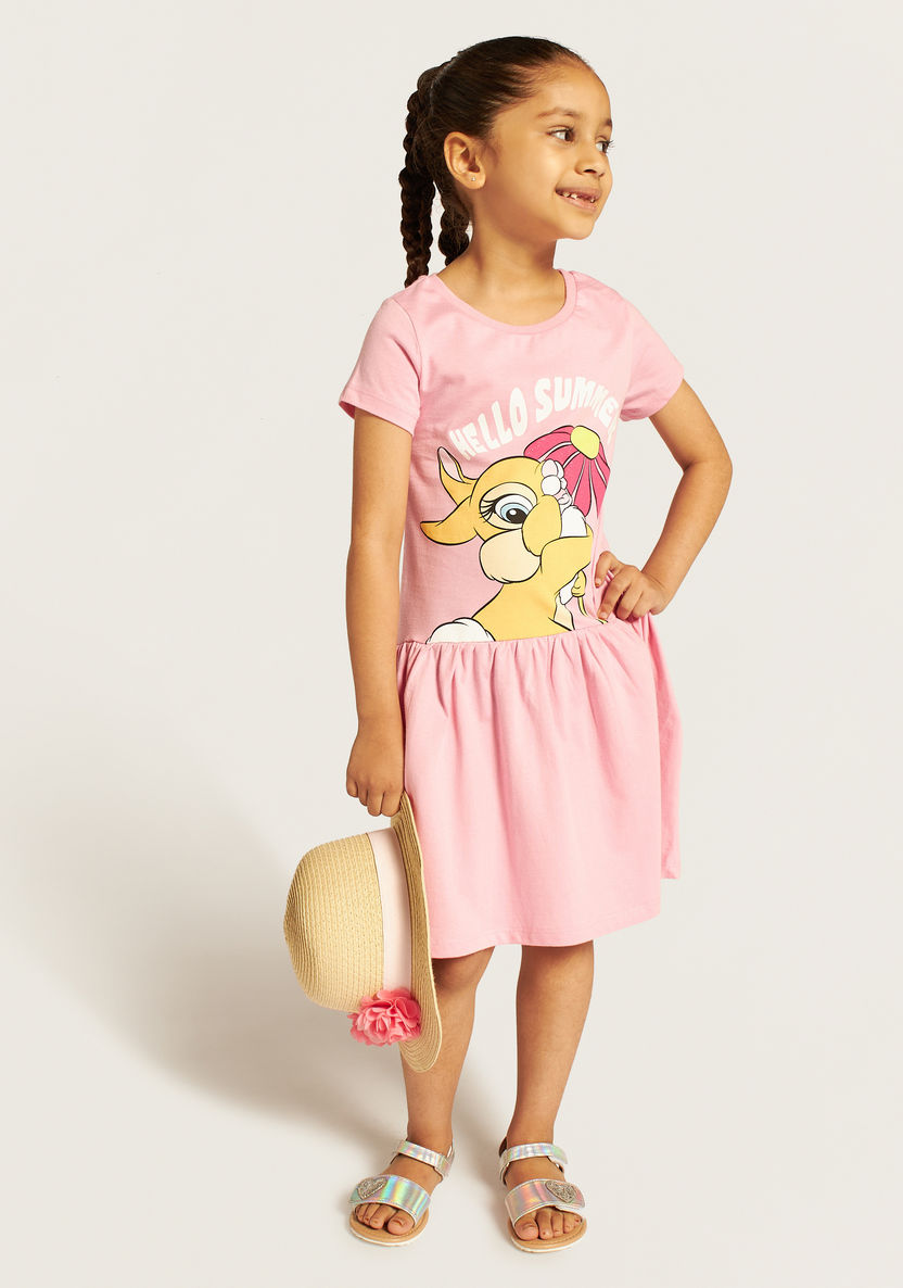 Disney Bambi Print Drop Waist Dress with Short Sleeves-Dresses, Gowns & Frocks-image-1