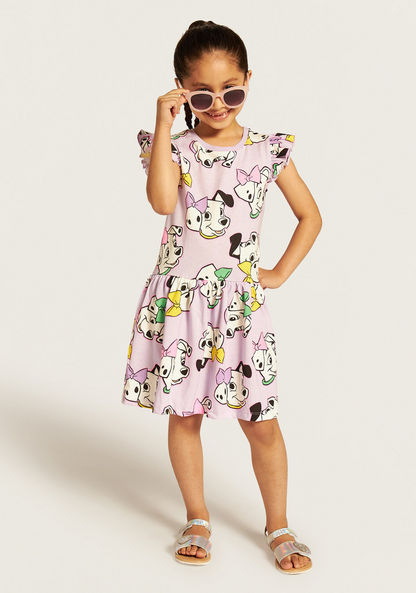 Disney 101 Dalmatians Print Dress with Round Neck and Short Sleeves-Dresses%2C Gowns and Frocks-image-1