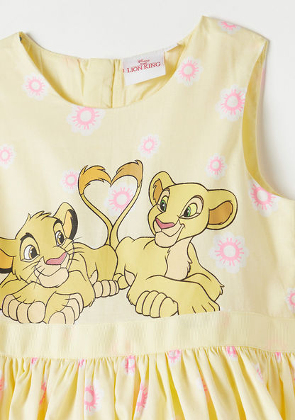 Disney Simba Print Sleeveless Dress with Tie-Up Belt-Dresses%2C Gowns and Frocks-image-1