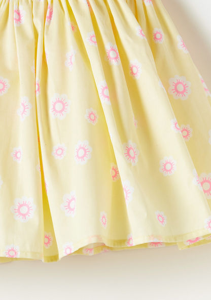 Disney Simba Print Sleeveless Dress with Tie-Up Belt-Dresses%2C Gowns and Frocks-image-2