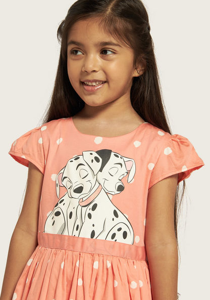 Disney 101 Dalmatians Print Dress with Tie-Up Belt and Zip Closure-Dresses%2C Gowns and Frocks-image-2