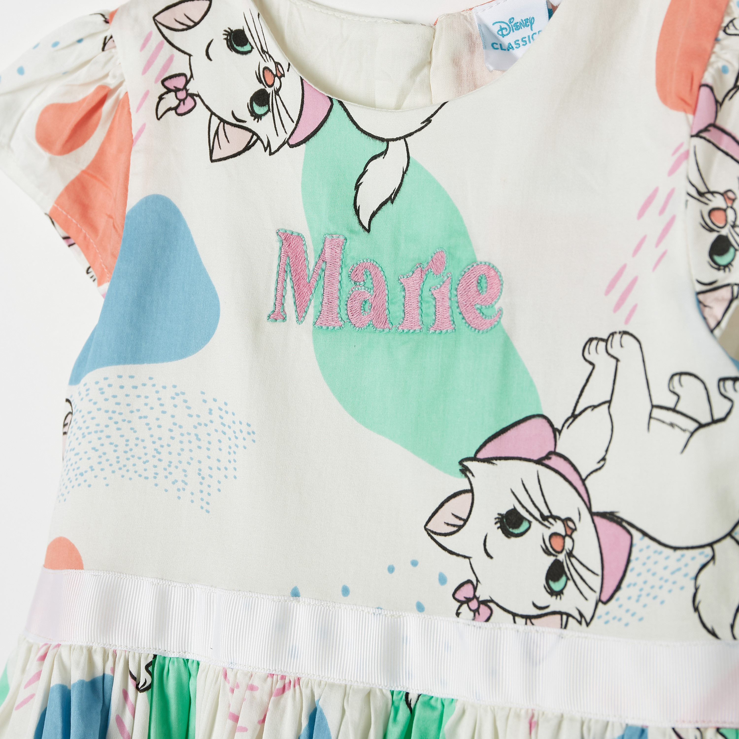 Sanrio Marie Print Dress with Cap Sleeves and Tie-Up Belt-girls-clothing-dressesandjumpsuits-image-2