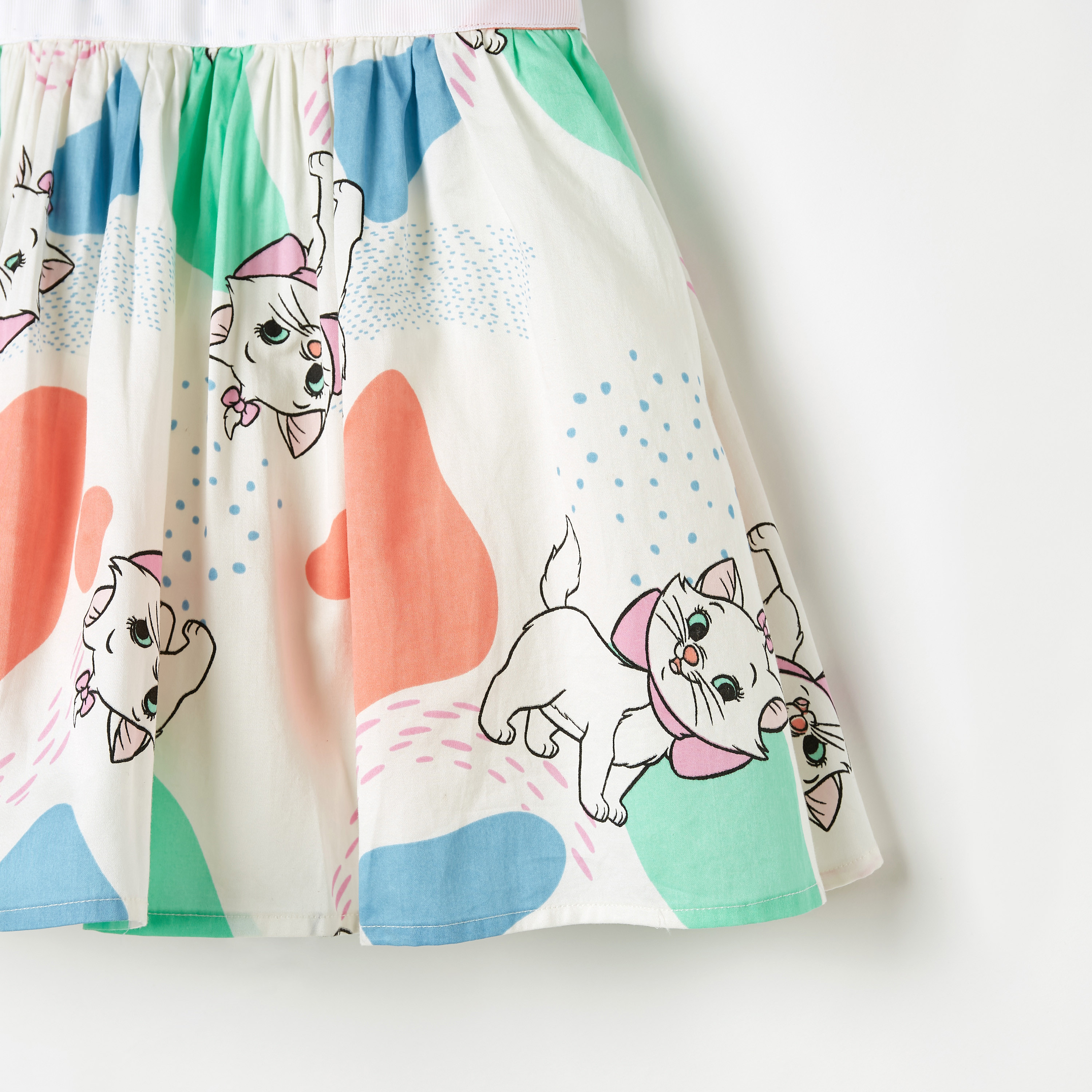 Sanrio Marie Print Dress with Cap Sleeves and Tie-Up Belt-girls-clothing-dressesandjumpsuits-image-3