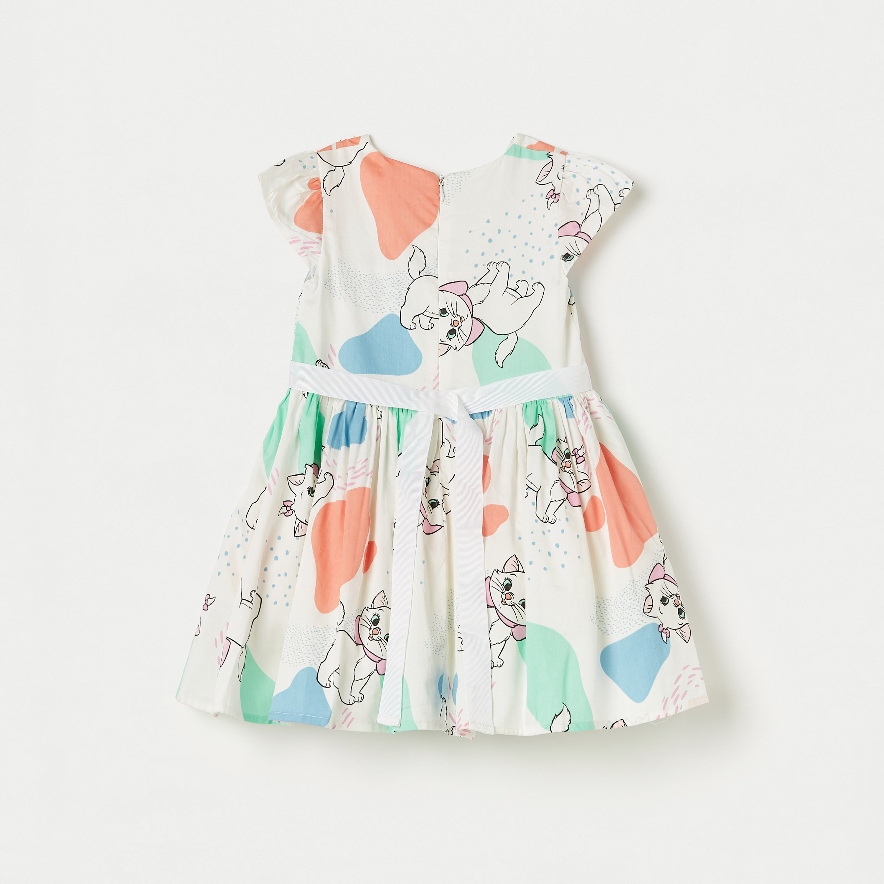 Sanrio Marie Print Dress with Cap Sleeves and Tie-Up Belt-girls-clothing-dressesandjumpsuits-image-4