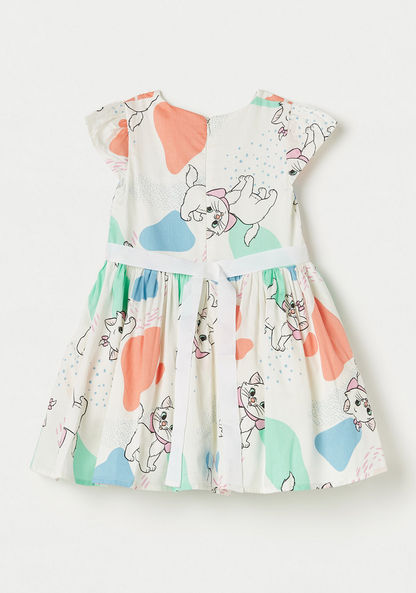 Sanrio Marie Print Dress with Cap Sleeves and Tie-Up Belt-Dresses%2C Gowns and Frocks-image-3