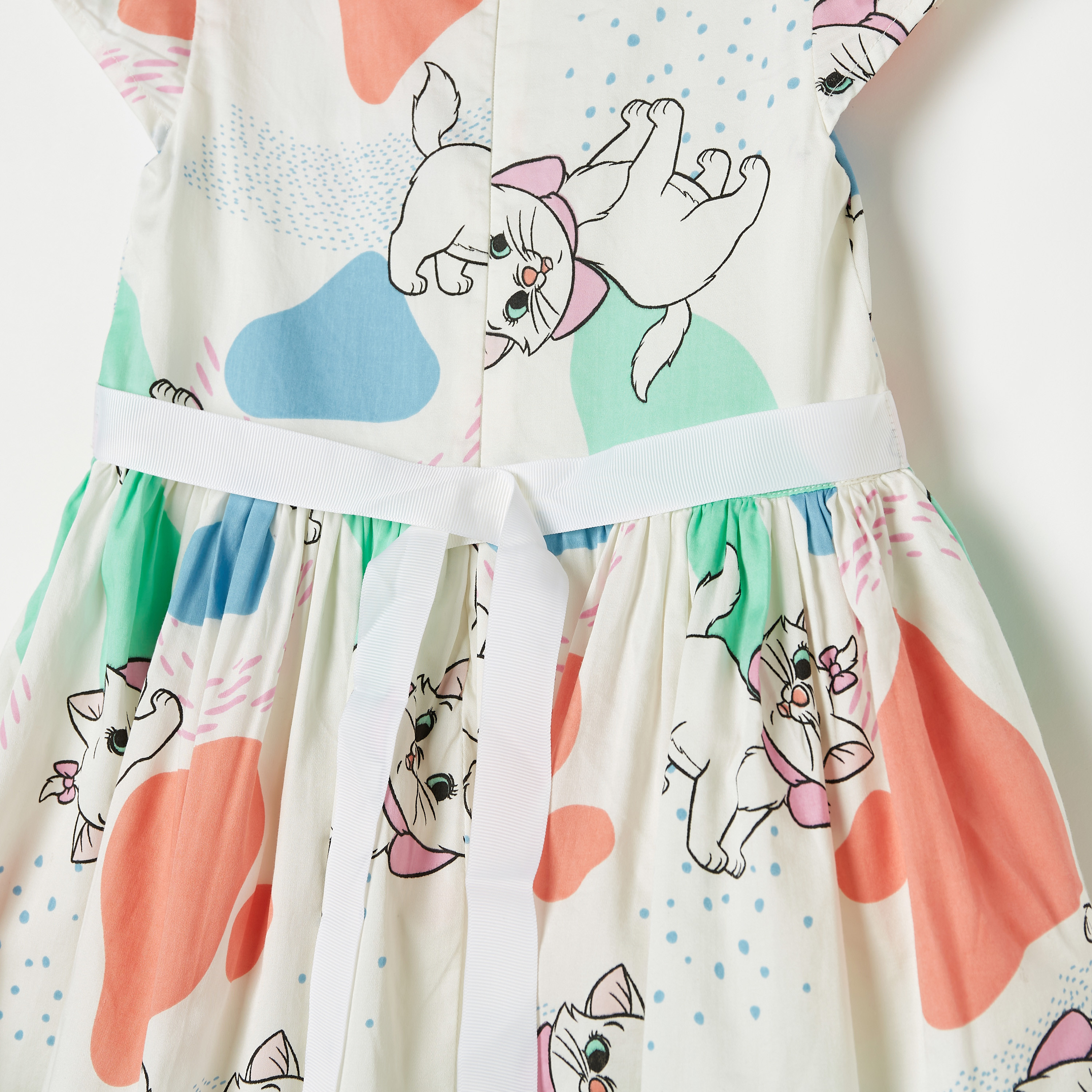 Sanrio Marie Print Dress with Cap Sleeves and Tie-Up Belt-girls-clothing-dressesandjumpsuits-image-5
