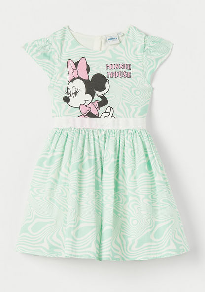 Disney Minnie Mouse Print A-line Dress with Tie-Ups-Dresses%2C Gowns and Frocks-image-0