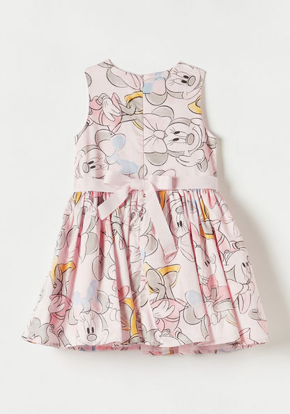Disney Minnie Mouse Print Sleeveless Dress with Tie-Up Belt-Dresses%2C Gowns and Frocks-image-3