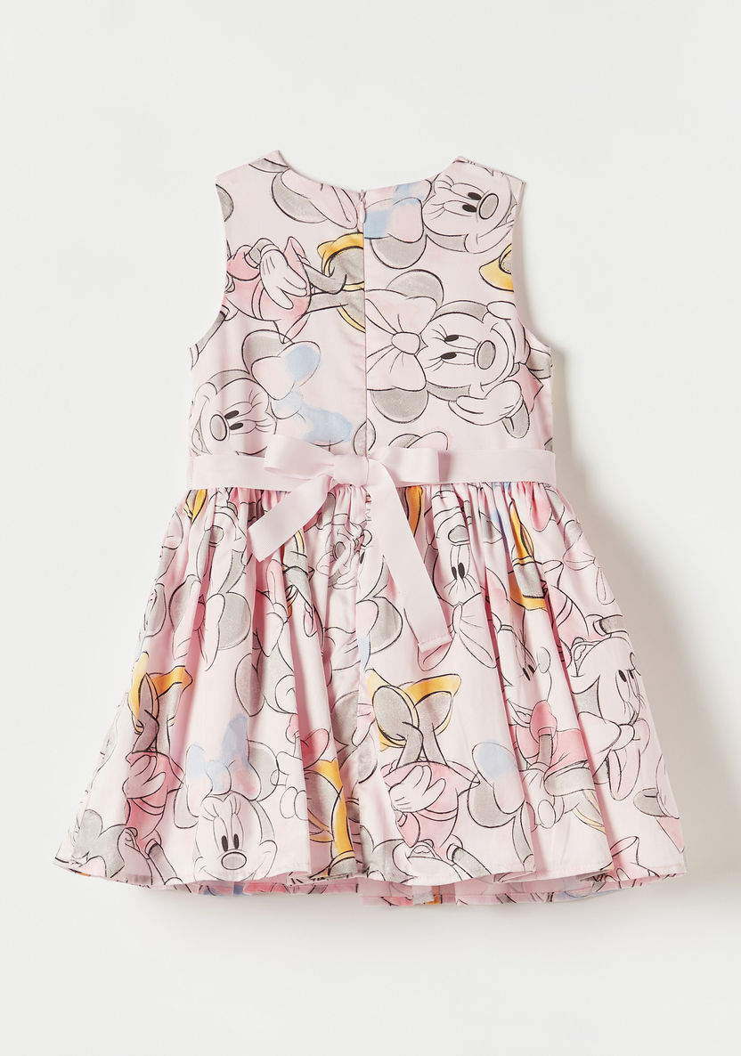Disney Minnie Mouse Print Sleeveless Dress with Tie-Up Belt-Dresses, Gowns & Frocks-image-3