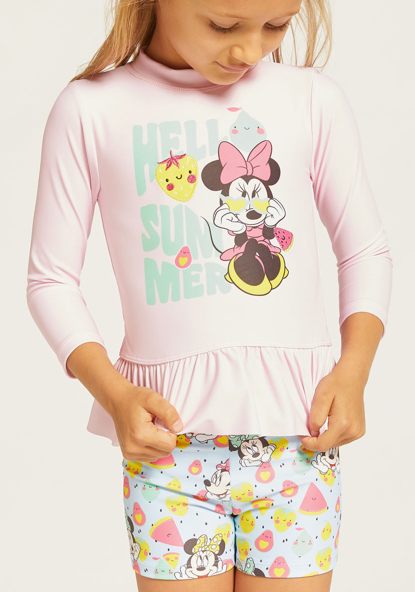 Disney Minnie Mouse Print T-shirt and Shorts Set-Clothes Sets-image-2