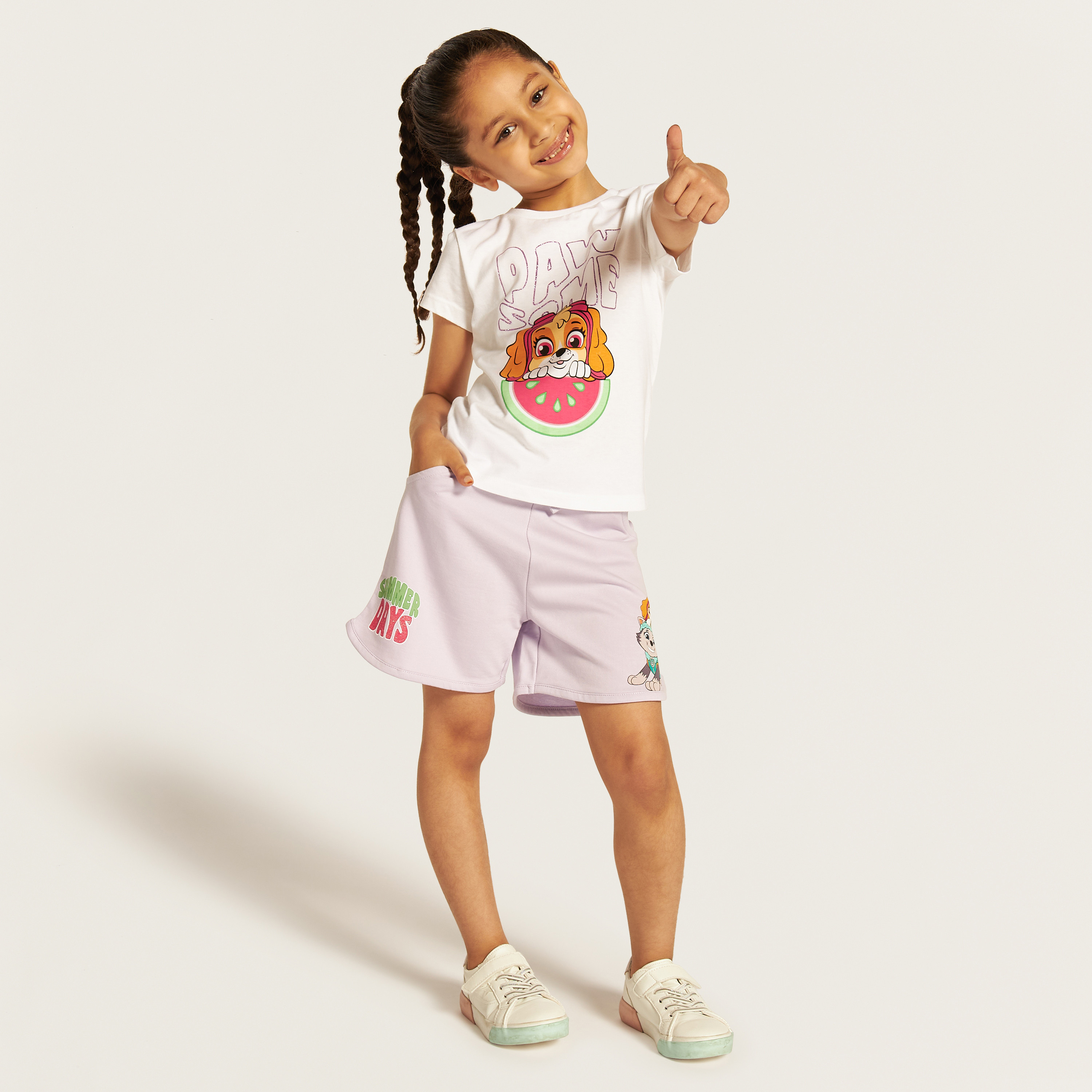 PAW Patrol Print Shorts with Pockets and Elasticated Waistband-baby-girls-clothing-bottoms-shorts-image-1