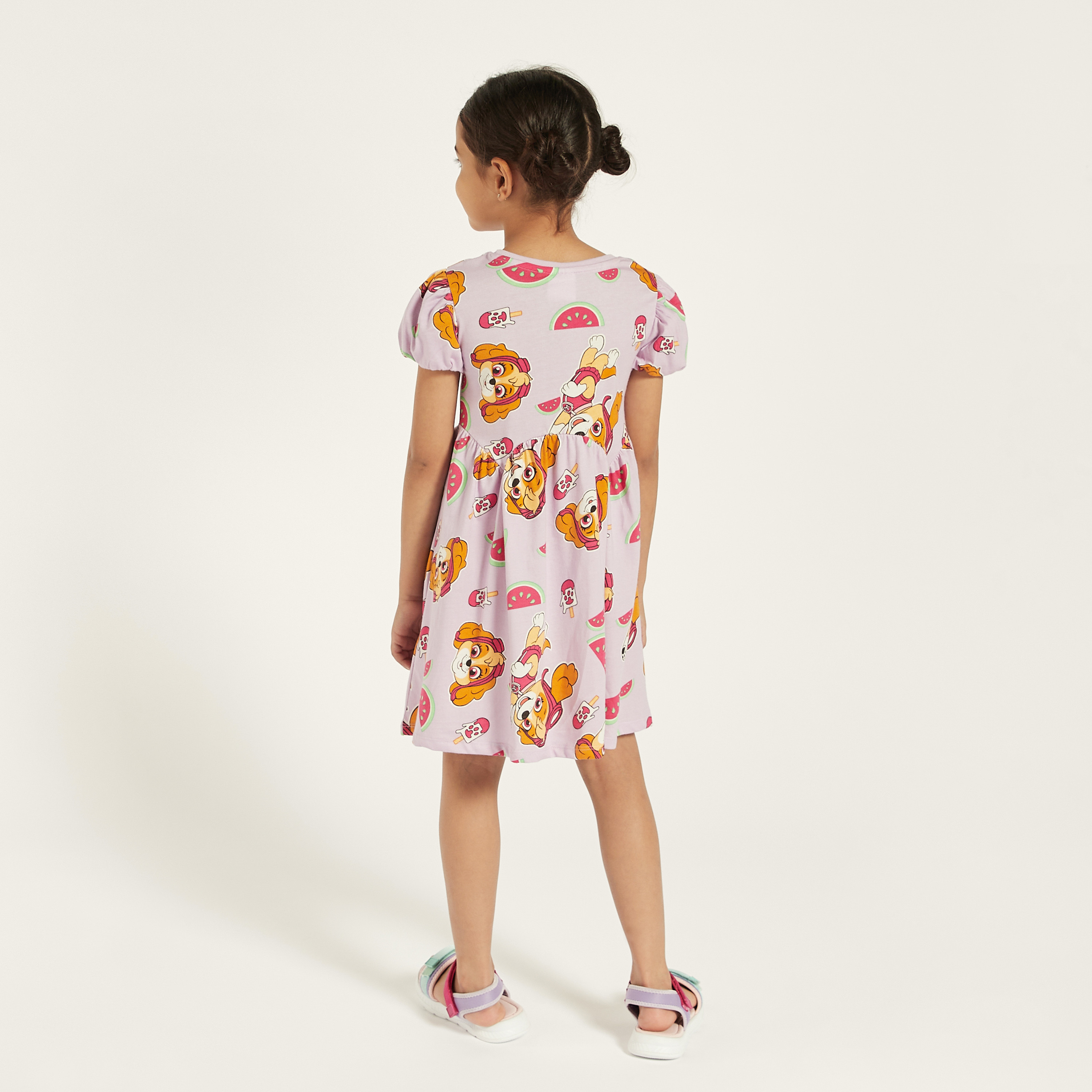 PAW Patrol Print A-line Dress with Puff Sleeves-girls-clothing-dressesandjumpsuits-image-4