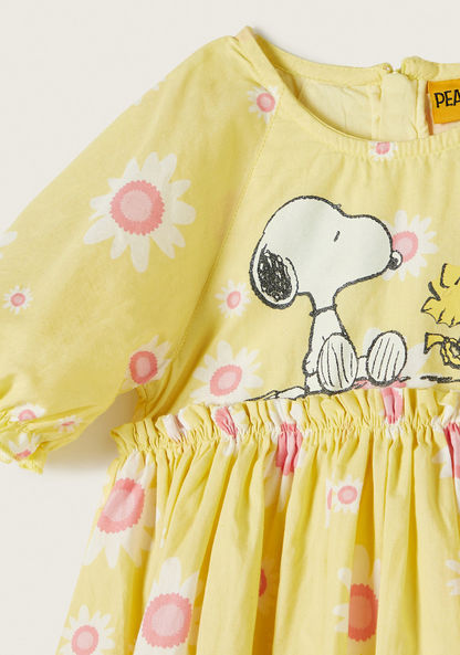 Snoopy Dog Print Dress with Short Sleeves and Zip Closure-Dresses%2C Gowns and Frocks-image-1