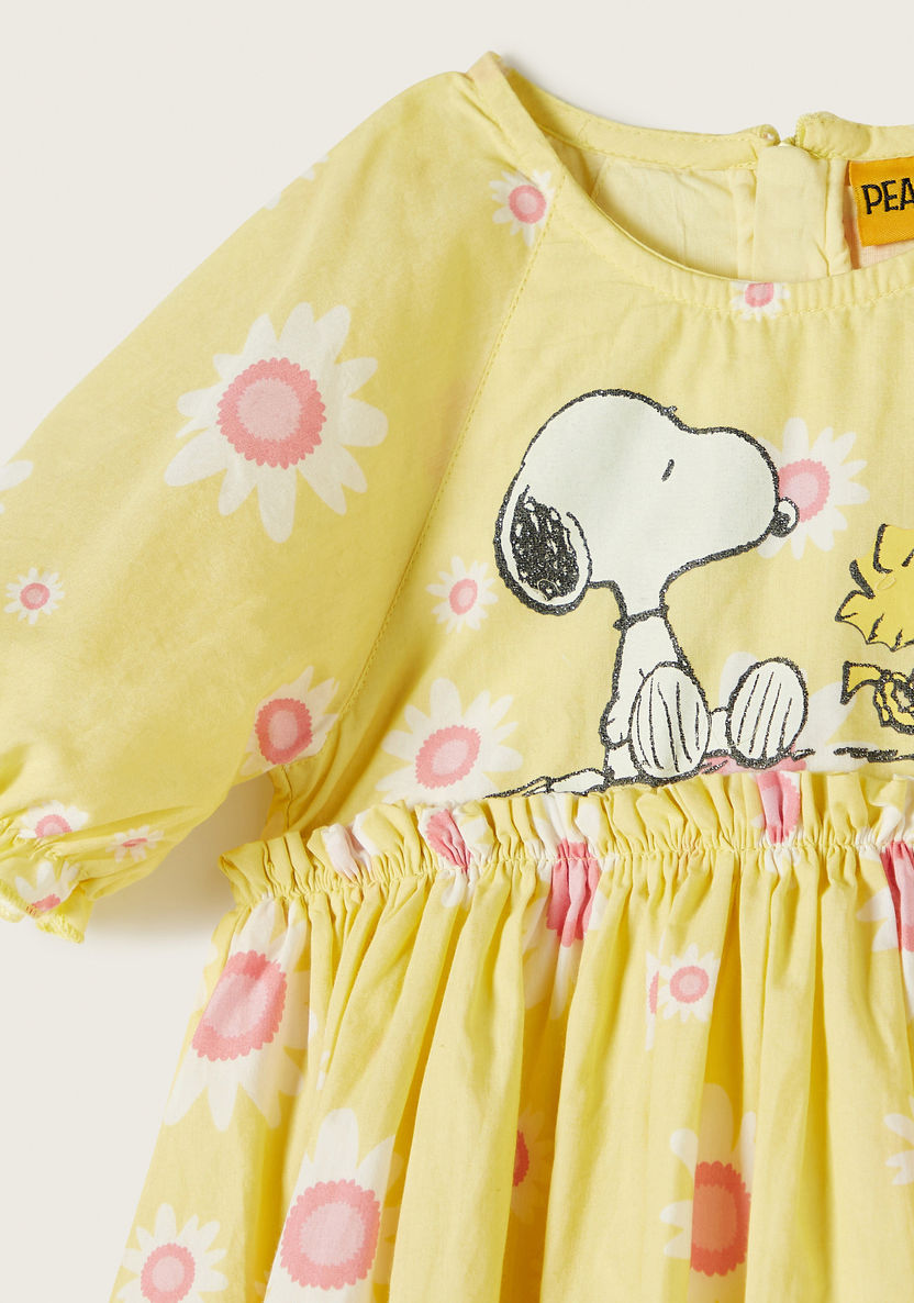 Snoopy Dog Print Dress with Short Sleeves and Zip Closure-Dresses, Gowns & Frocks-image-1