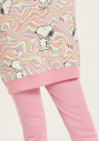 Snoopy Print Long Sleeves Sweatshirt and Leggings Set-Clothes Sets-image-3