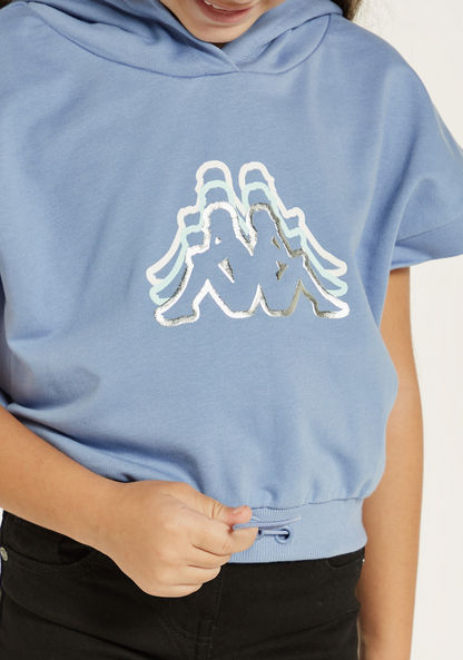 Kappa Printed T-shirt with Hood and Drawstring Detail-Tops-image-2