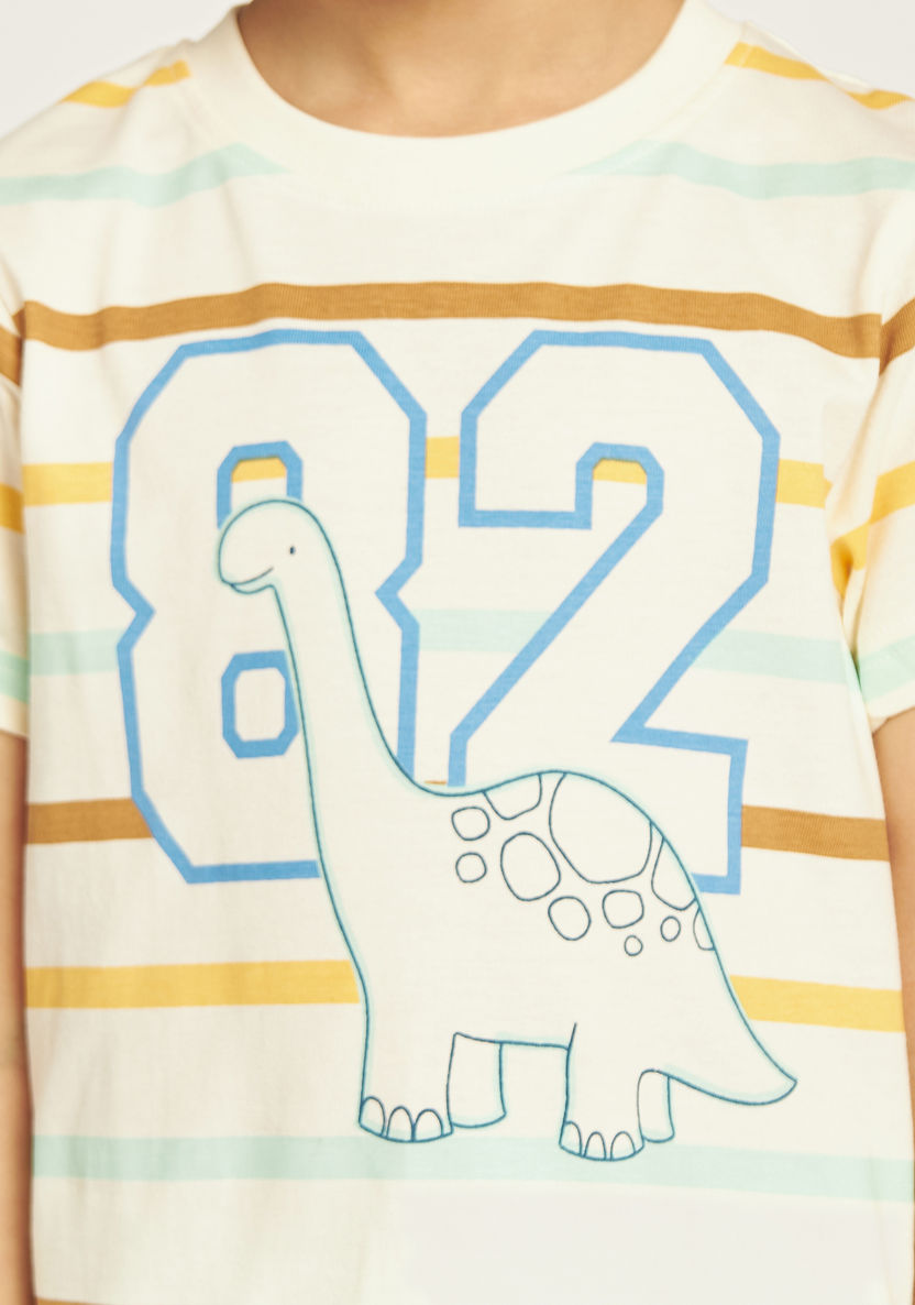 Juniors Dinosaur Typographic Print T-shirt and Pyjama Set-Nightwear-image-4