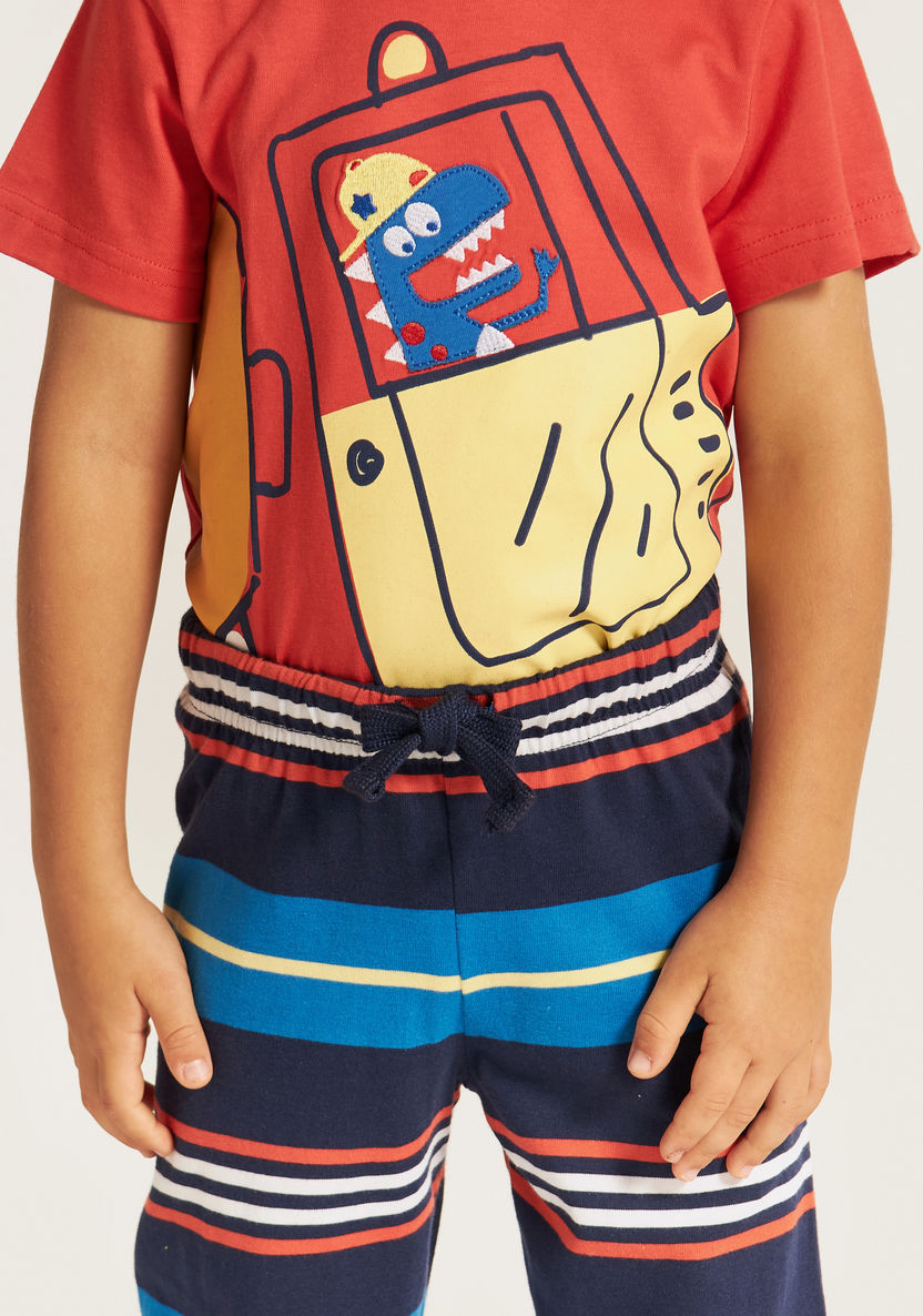 Juniors Printed Crew Neck T-shirt and Pyjama Set-Pyjama Sets-image-3