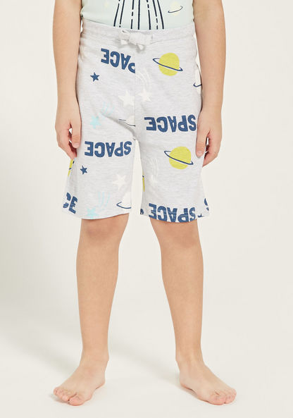 Juniors Printed Crew Neck T-shirt and Shorts Set-Nightwear-image-2