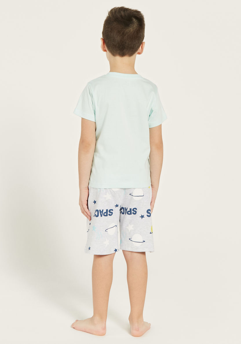 Juniors Printed Crew Neck T-shirt and Shorts Set-Nightwear-image-4