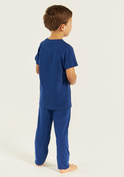 Juniors Space Print T-shirt and Pyjama Set-Nightwear-image-4
