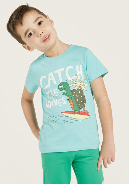 Juniors Surfing Print T-shirt and Pyjama Set-Pyjama Sets-image-1