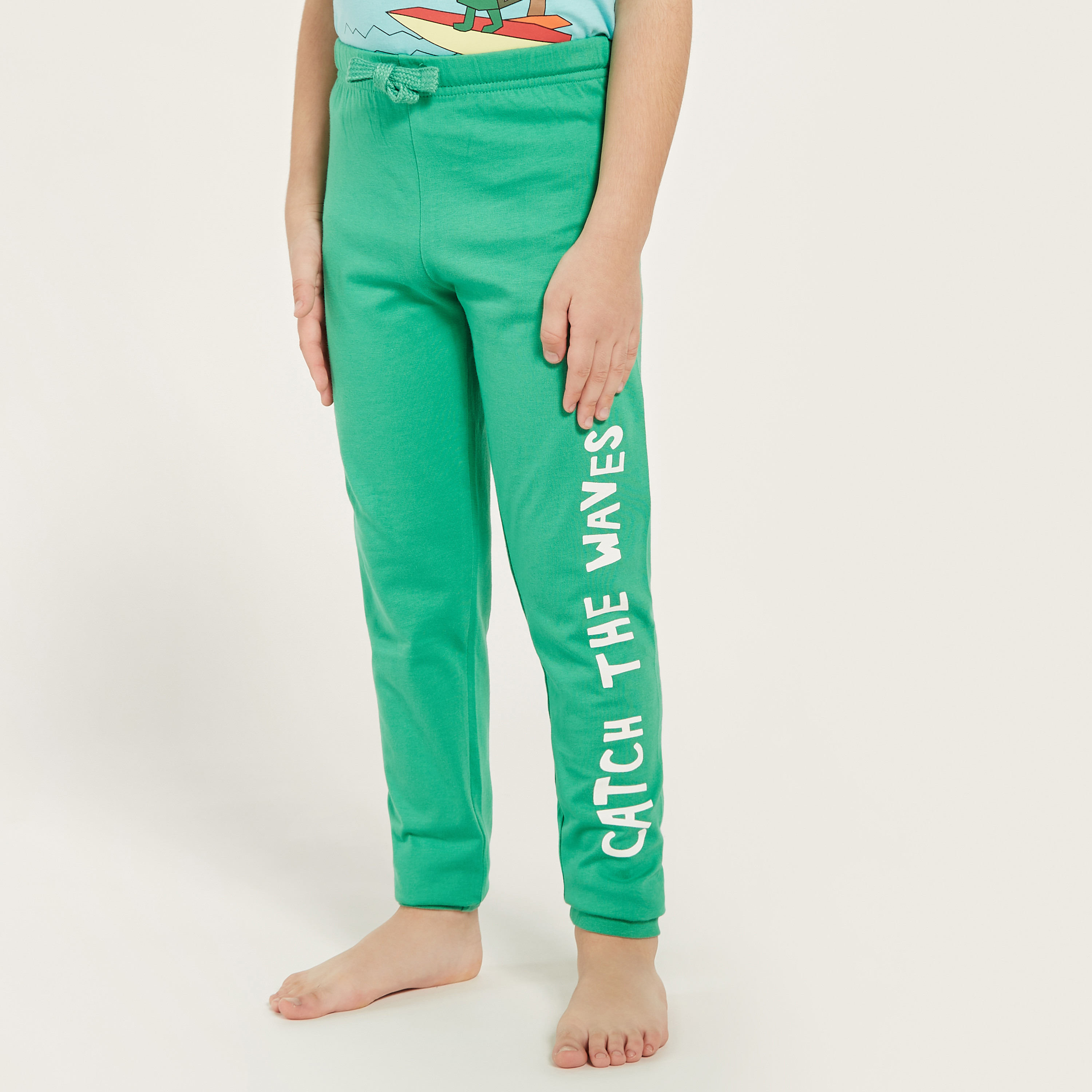 Juniors Surfing Print T-shirt and Pyjama Set-boys-clothing-nightwear-image-3