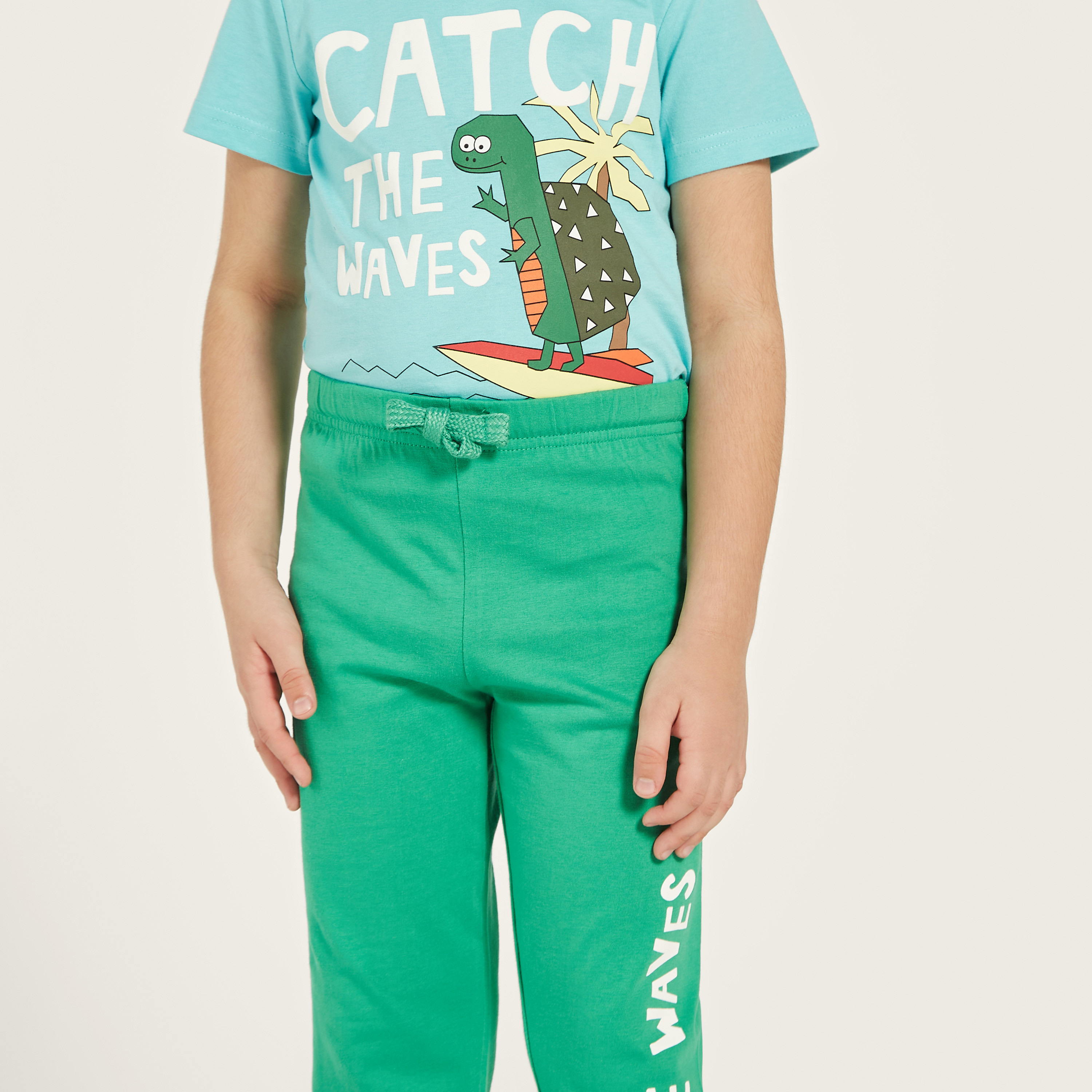 Juniors Surfing Print T-shirt and Pyjama Set-boys-clothing-nightwear-image-4