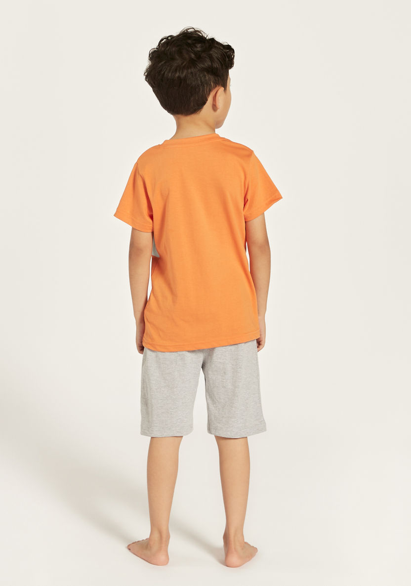 Juniors Printed Crew Neck T-shirt and Shorts Set-Pyjama Sets-image-4