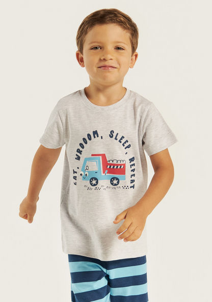 Juniors Printed Crew Neck T-shirt and Pyjama Set-Pyjama Sets-image-1