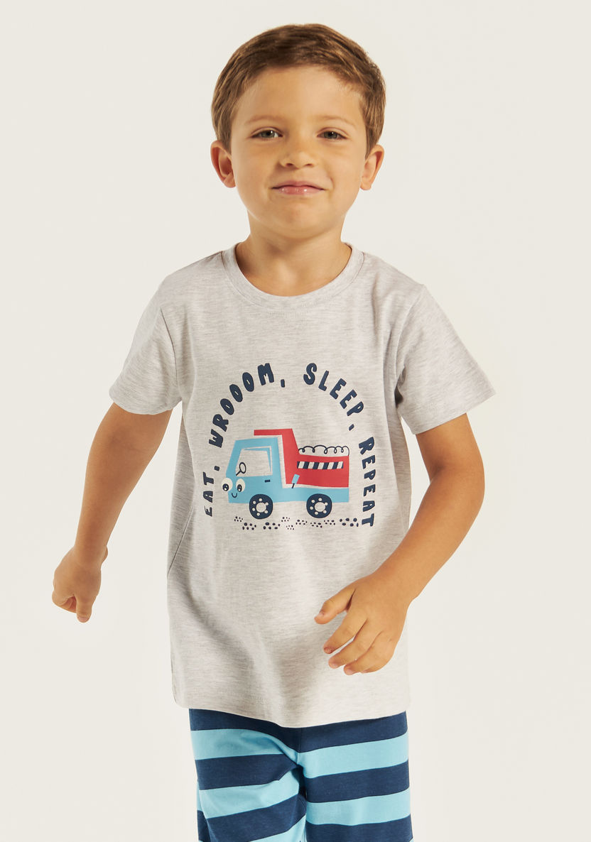 Juniors Printed Crew Neck T-shirt and Pyjama Set-Pyjama Sets-image-1