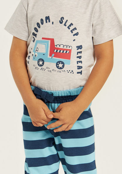Juniors Printed Crew Neck T-shirt and Pyjama Set-Pyjama Sets-image-3