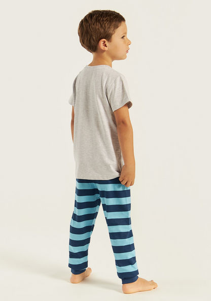Juniors Printed Crew Neck T-shirt and Pyjama Set-Pyjama Sets-image-4