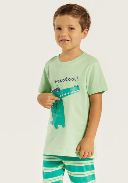 Juniors Crocodile Print Short Sleeves T-shirt and Pyjama Set-Pyjama Sets-image-1
