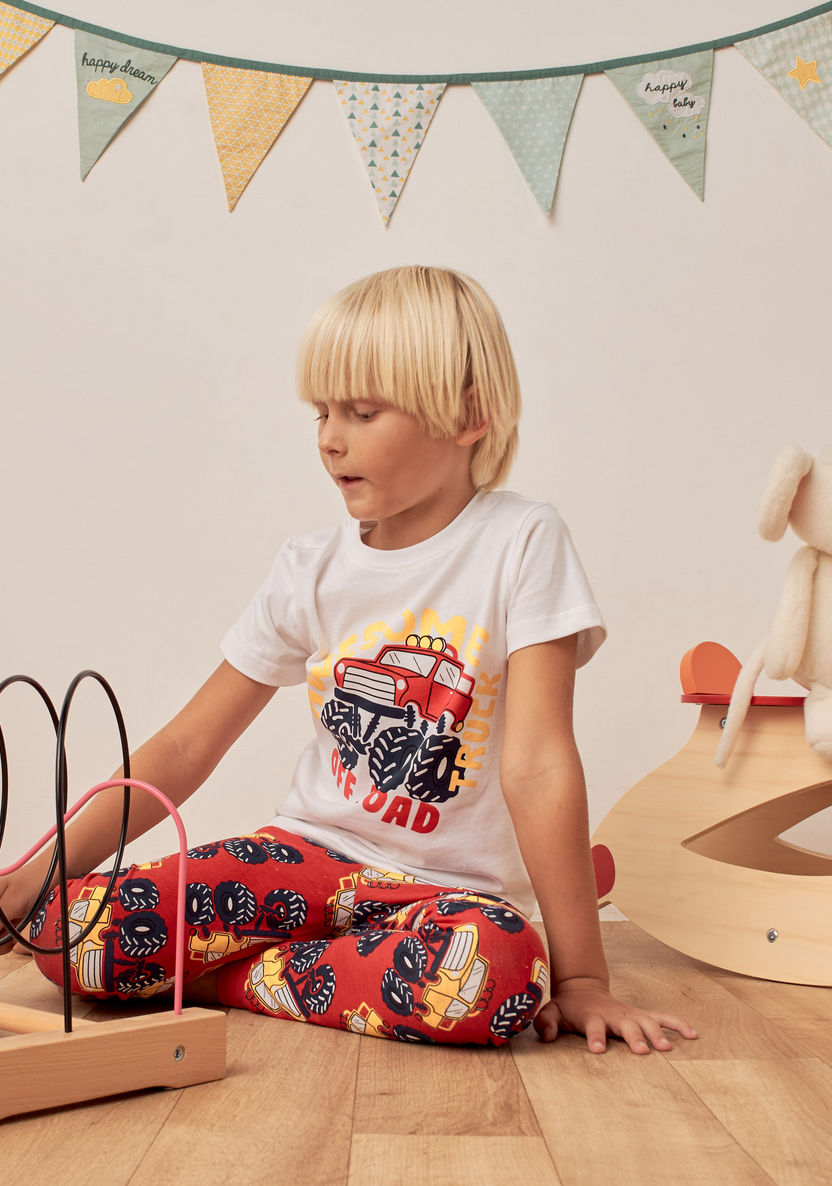 Juniors Printed Crew Neck T-shirt and Pyjama Set-Pyjama Sets-image-0