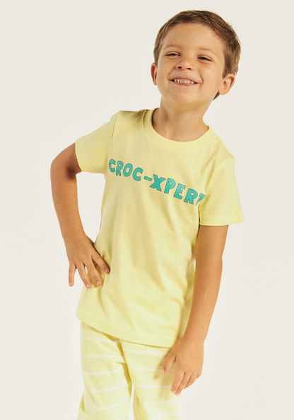 Juniors Crocodile Print Short Sleeves T-shirt and Pyjama - Set of 3-Nightwear-image-2