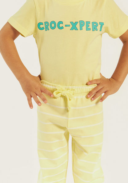 Juniors Crocodile Print Short Sleeves T-shirt and Pyjama - Set of 3-Nightwear-image-4